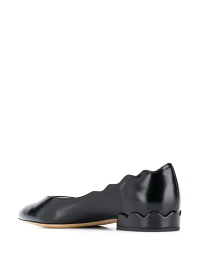 Shop Chloé Scalloped Detail Ballerina Shoes In Black