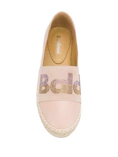 Shop Baldinini Sequinned Logo Espadrilles In Neutrals