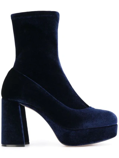 Shop Miu Miu Platform Ankle Boots In Blue