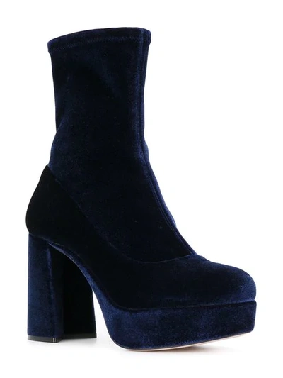 Shop Miu Miu Platform Ankle Boots In Blue