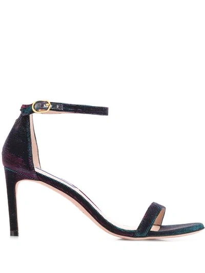 Shop Stuart Weitzman Iridescent Stiletto Sandals In Blue