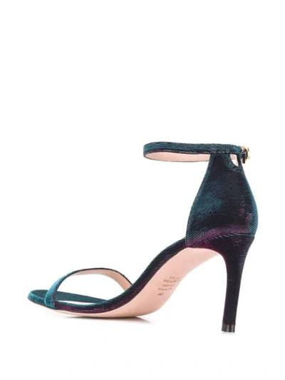 Shop Stuart Weitzman Iridescent Stiletto Sandals In Blue