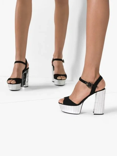 Shop Dolce & Gabbana Black Belluci 120 Mirror Platform Suede Sandals