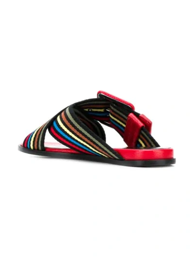 Shop Sonia Rykiel Striped Crossover Sandals In Red