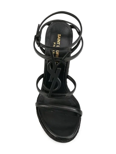 Shop Saint Laurent Cassandra Wedge Sandals In Black