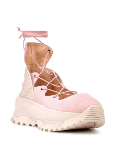 Shop Coach Lace Up Ballerina Sneakers In Pink