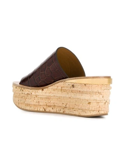 Shop Chloé Camille Wedge Mules In Brown