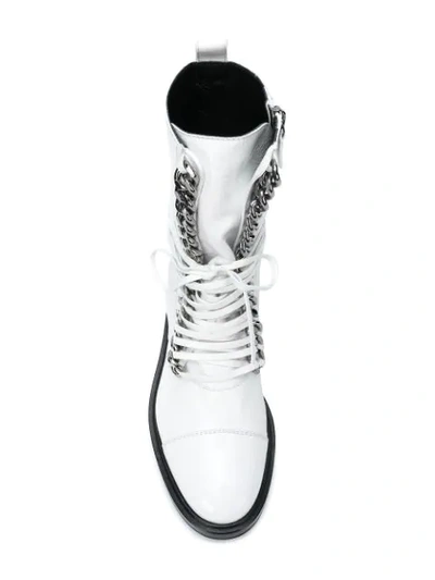 Shop Casadei Flat Lace-up Boots - White
