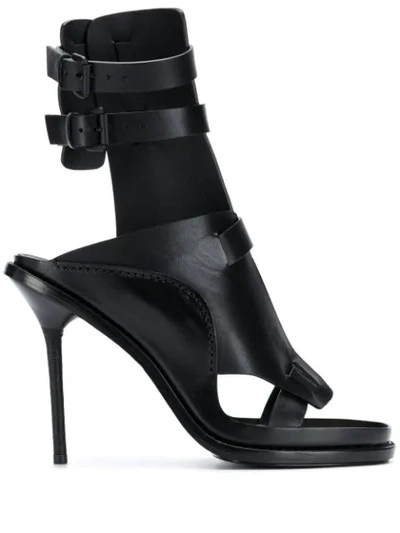 Shop Ann Demeulemeester Cross Strap Sandals In Black