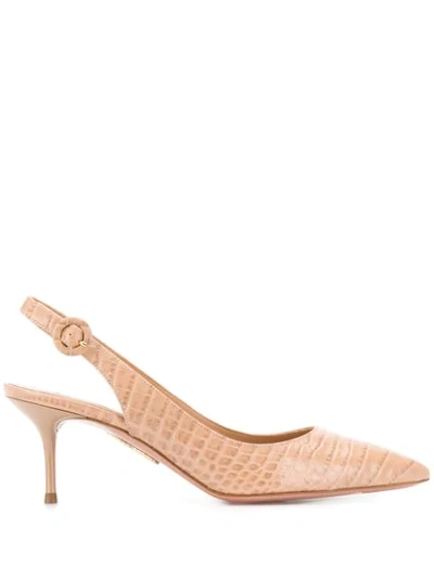 AQUAZZURA PURE 60 SLINGBACK PUMPS - 大地色