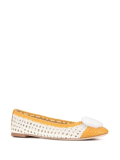 Shop Tory Burch Chelsea Woven Ballerina Shoes In White