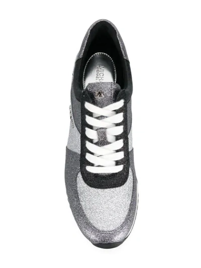 Shop Michael Michael Kors Allie Glitter Sneakers In Black ,metallic