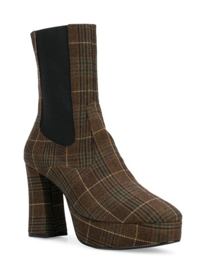 Shop Nicole Saldaã±a Sam Plaid Boots In Brown