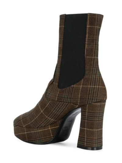 Shop Nicole Saldaã±a Sam Plaid Boots In Brown