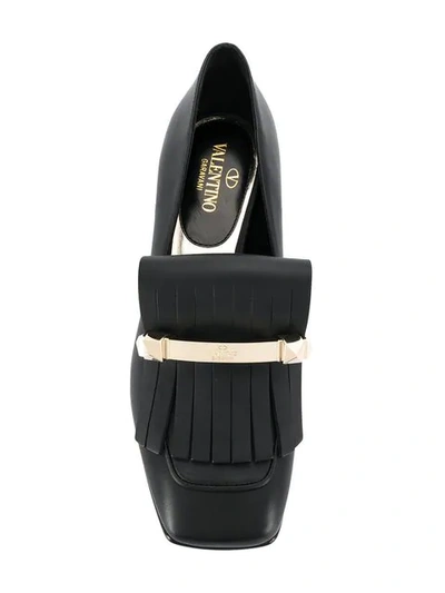 Shop Valentino Garavani Fringe Loafer Pumps In Black