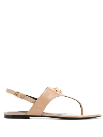 Shop Versace Medusa Head Sandals In Neutrals