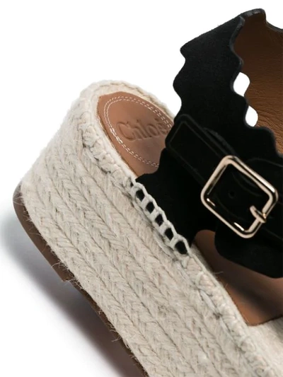 CHLOÉ BLACK LAUREN 50 ESPADRILLE FLATFORMS - 黑色