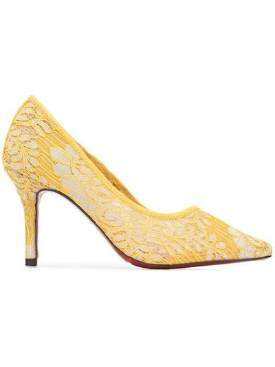 Shop Loveless Lace Pumps In Yellow