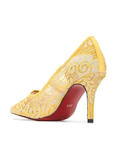 Shop Loveless Lace Pumps In Yellow