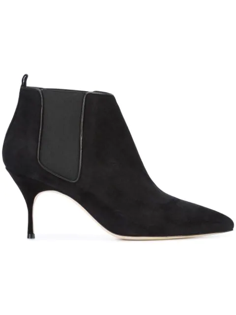 black suede stiletto ankle boots