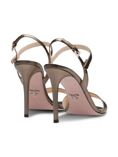 Shop Prada Pearly Laminated Sandals - Metallic