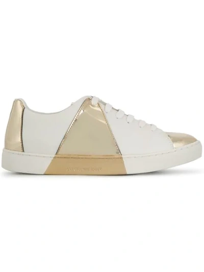 Shop Emporio Armani Classic Sneakers With Mirror Detail In White