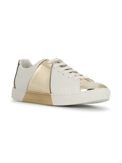 Shop Emporio Armani Classic Sneakers With Mirror Detail In White