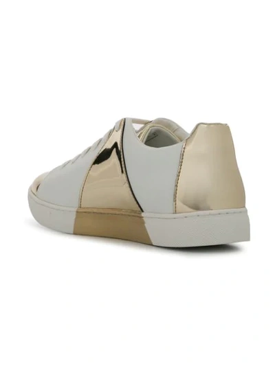 Shop Emporio Armani Classic Sneakers With Mirror Detail In White