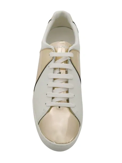 Shop Emporio Armani Classic Sneakers With Mirror Detail In White