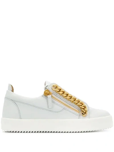 Shop Giuseppe Zanotti Chain Detail Sneakers In White