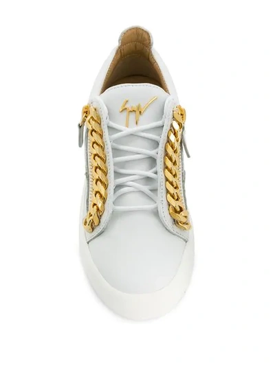 Shop Giuseppe Zanotti Chain Detail Sneakers In White