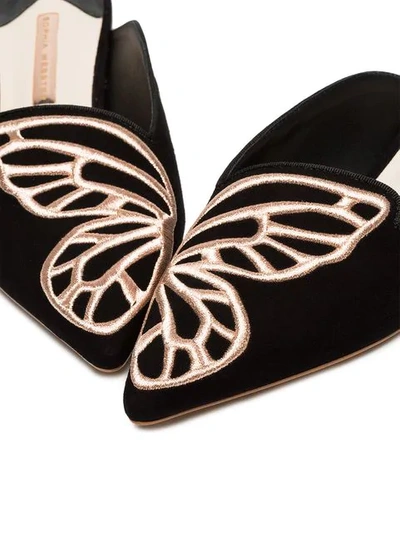 black Bibi Butterfly embroidered suede slippers