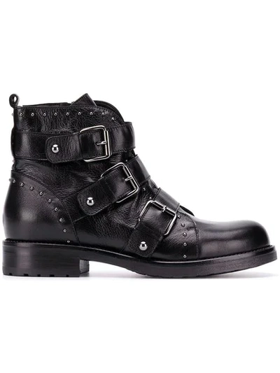 Shop Albano Buckled Ankle Boots In Black