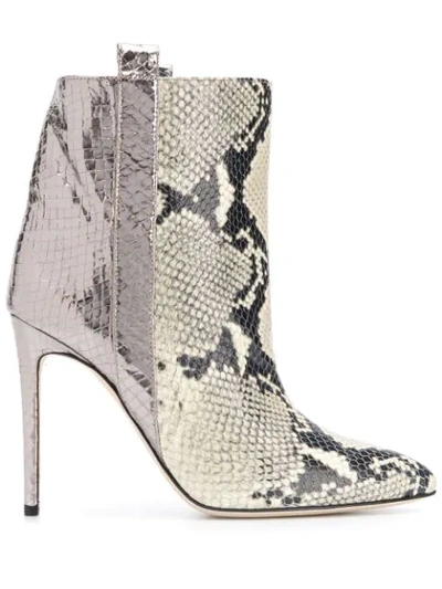 Shop Paris Texas Snake Effect Ankle Boots In Silver