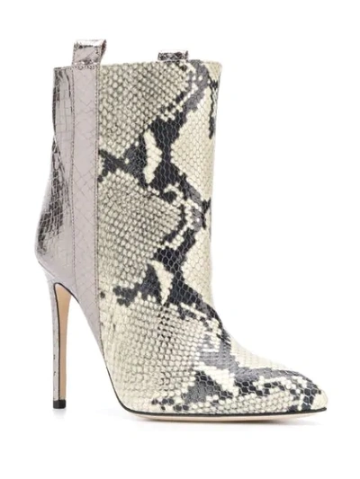 Shop Paris Texas Snake Effect Ankle Boots In Silver