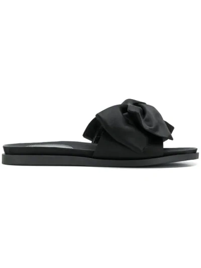 Shop Simone Rocha Bow Knot Slides In Black