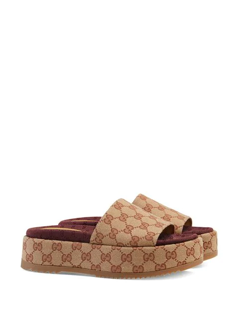 gucci women's natural original gg canvas slides