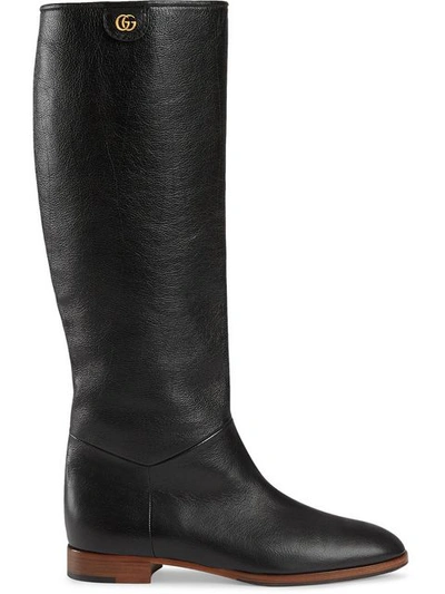 Shop Gucci Leather Boot In Black