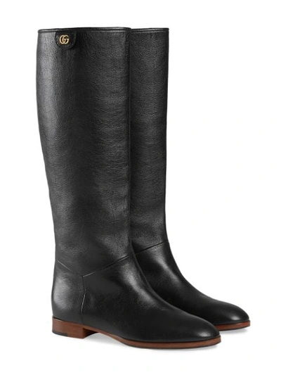Shop Gucci Leather Boot In Black