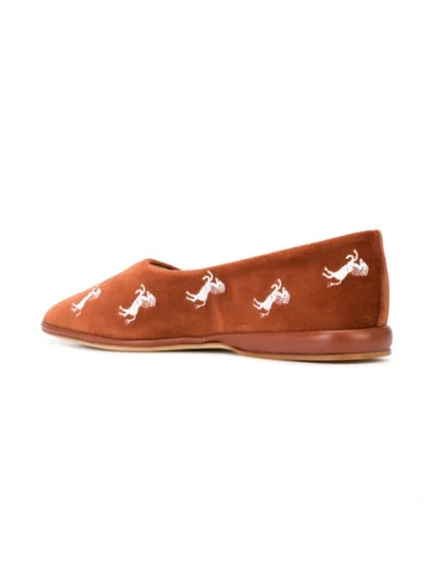 Shop Chloé Embroidered Ballerina Shoes - Brown