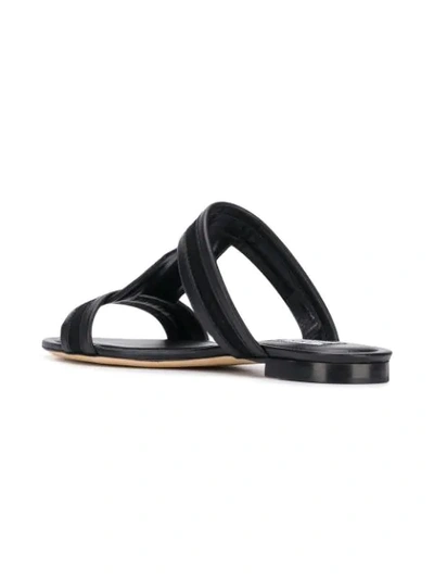 Shop Tod's Double T Slides In Black