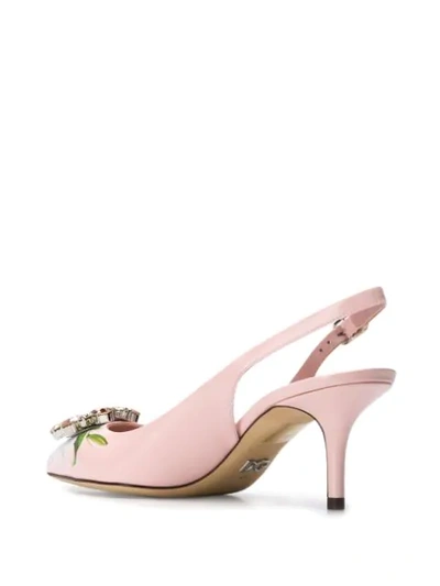 Shop Dolce & Gabbana Lily Print Slingback Pumps In Pink