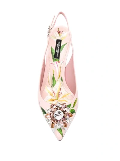 Shop Dolce & Gabbana Lily Print Slingback Pumps In Pink