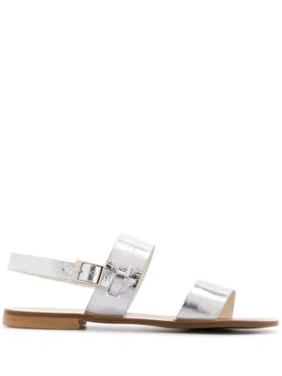 Shop Fabio Rusconi Metallic Flat Sandals - Silver