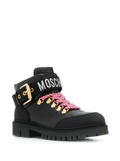 Shop Moschino Trekking Ankle Boots In Black
