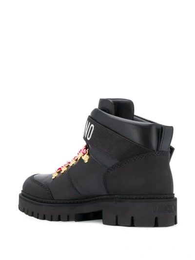 Shop Moschino Trekking Ankle Boots In Black