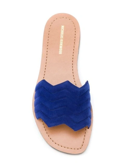 Shop Nicholas Kirkwood Chevron Slides In Blue