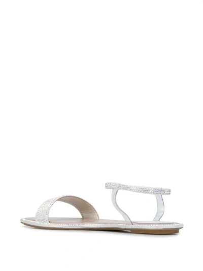 Shop René Caovilla Jewelled Sandals In White