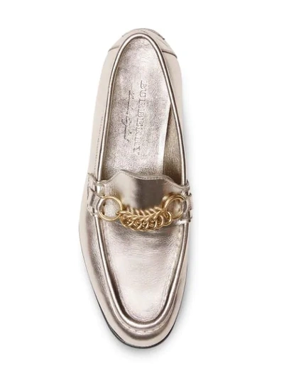 Shop Burberry The Metallic Leather Link Loafer
