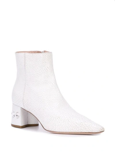 Shop Miu Miu Cracked-effect Ankle Boots In F0009 Bianco/white